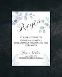 Subtle Blue Flowers Simple Flat 5x7 Wedding Invitation