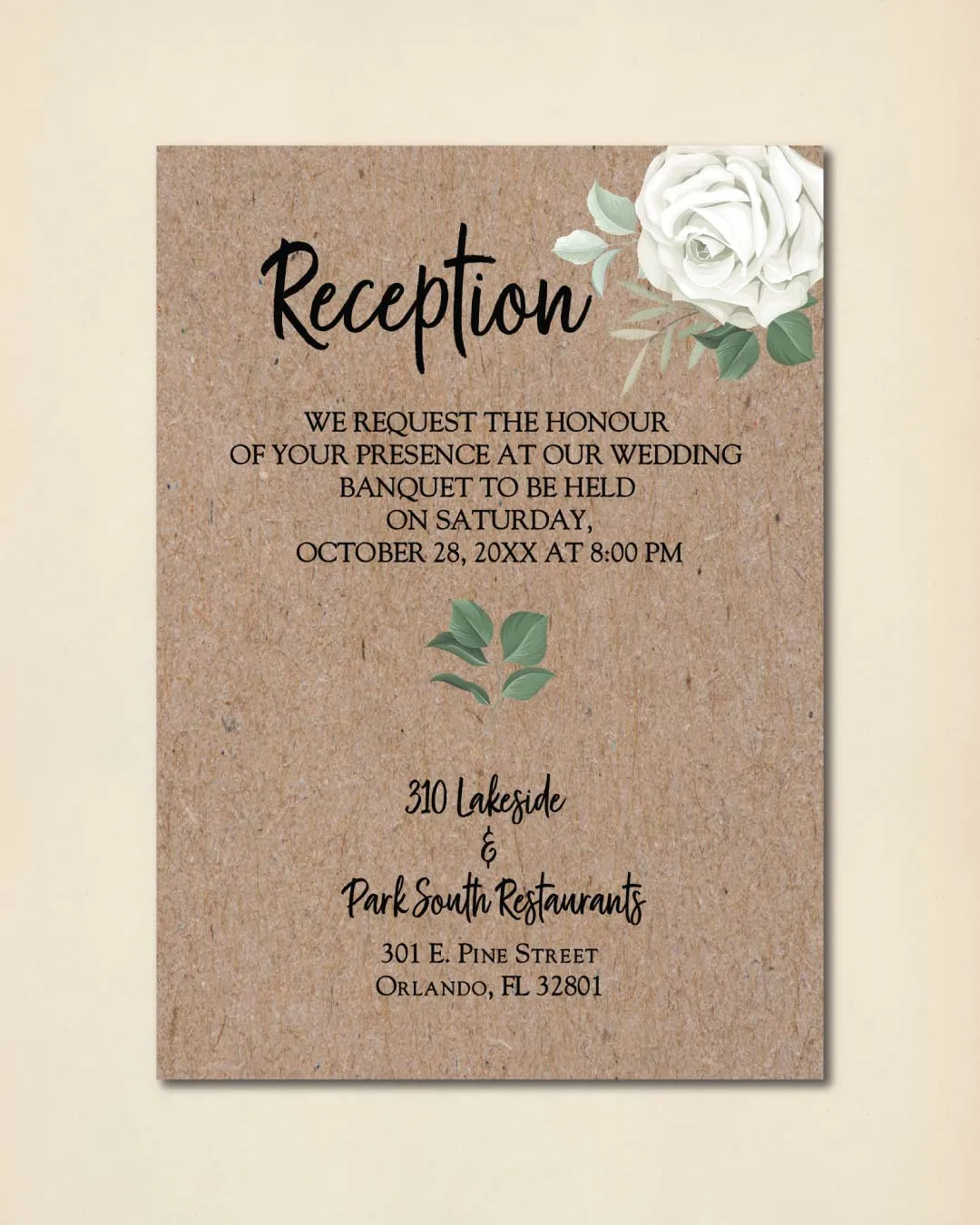 Cardboard Design Flowers Simple Flat 5x7 Wedding Invitation