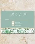 Pastel Green Flowers Simple Flat 5x7 Wedding Invitation