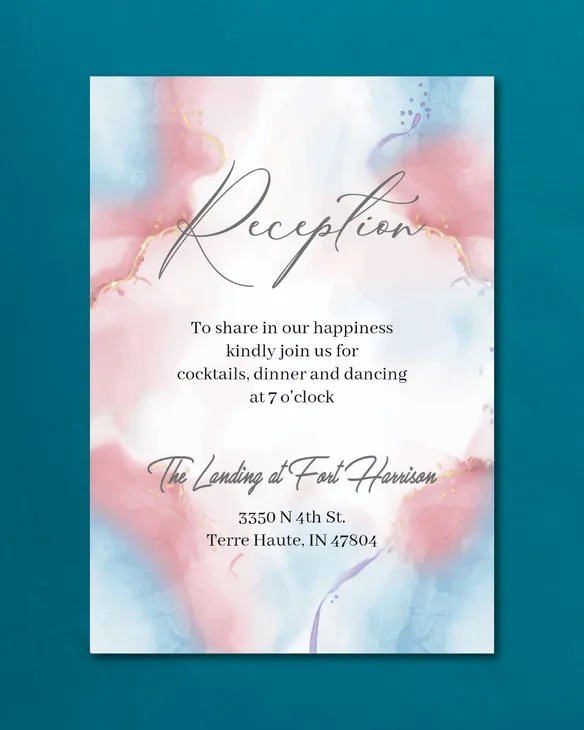 Explosive Watercolor Simple Flat 5x7 Wedding Invitation