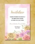 Multicolored Rose Bouquet Simple Flat 5x7 Wedding Invitation