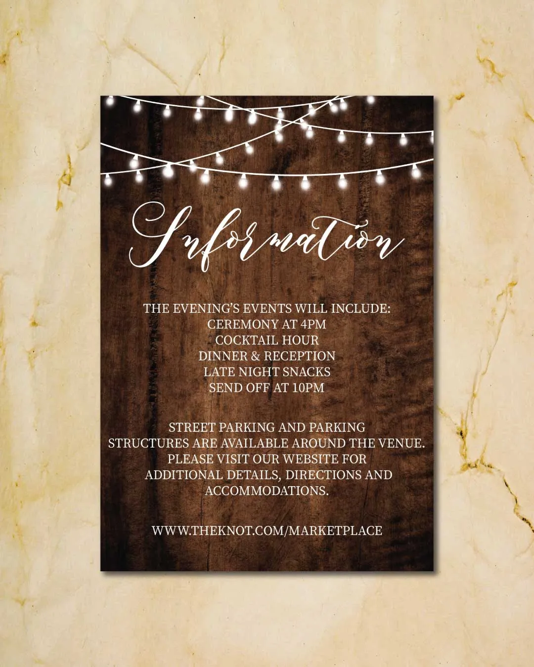 Wood Winter Ligths Simple Flat 5x7 Wedding Invitation