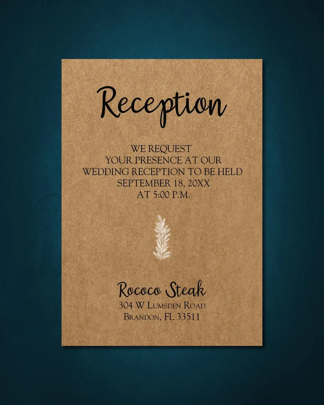 Cardboard White Branches Simple Flat 5x7 Wedding Invitation