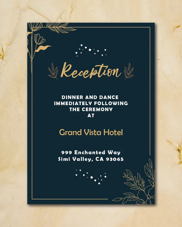 Golden Flowers Simple Flat 5x7 Wedding Invitation