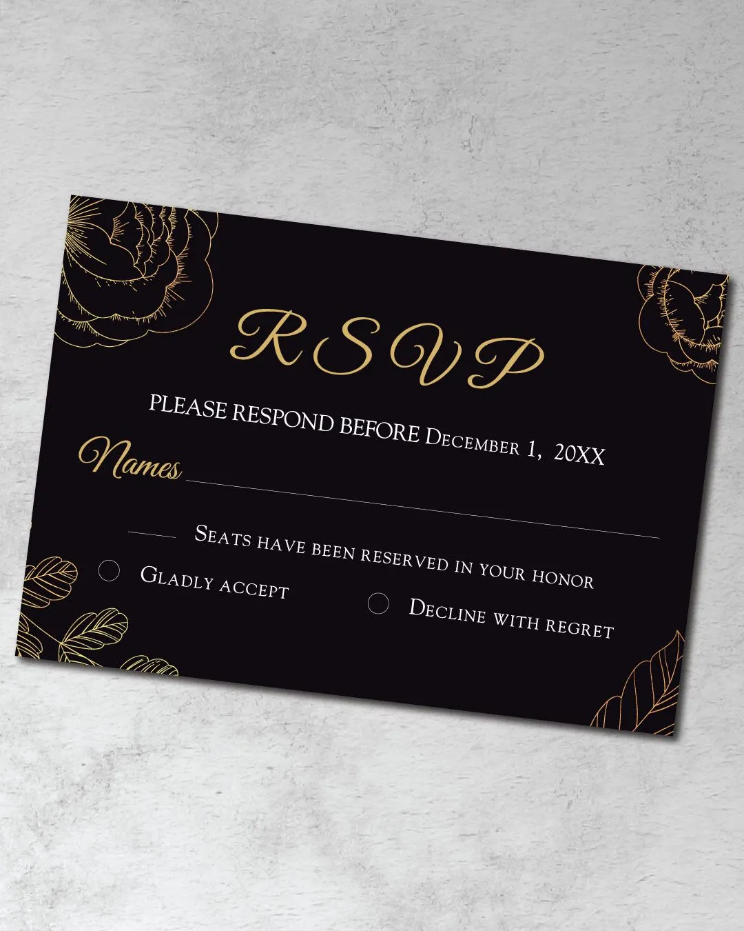 Golden Floral Design Foil Wedding Invitation