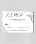 Blue Leaves And gold Acrylic Wedding Invitation