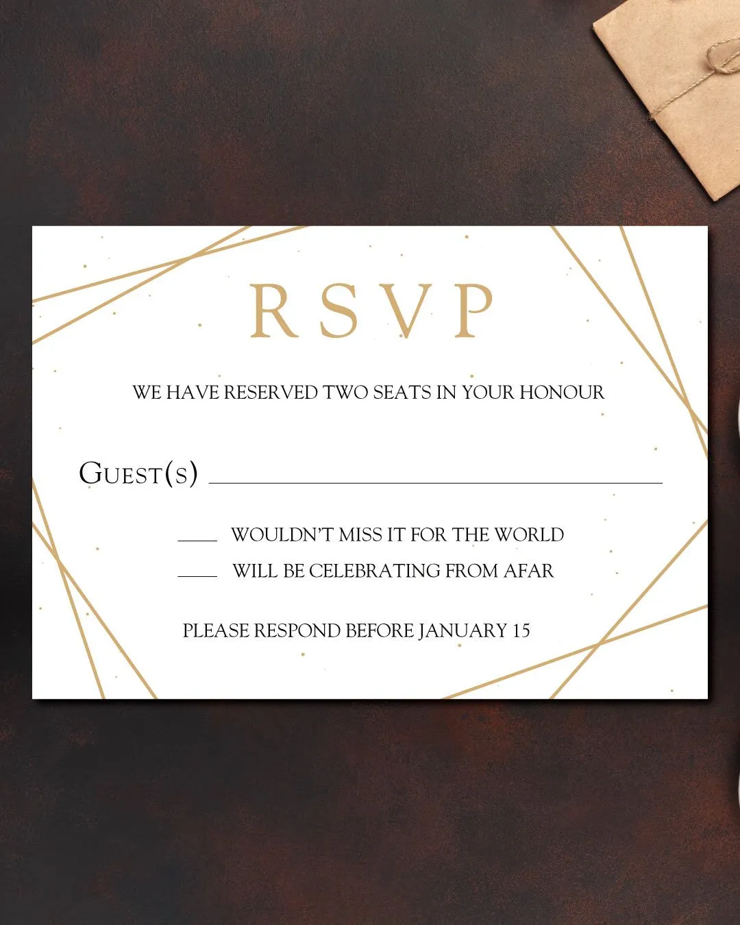 Gold Geometric Design Acrylic Wedding Invitation