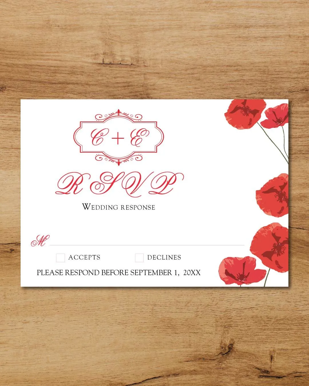 Strong Red Letters Acrylic Wedding Invitation
