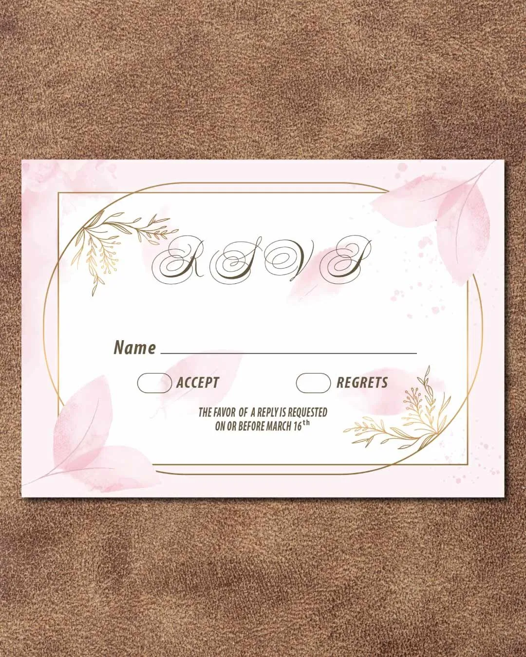 Floral Soft Pink Simple Flat 5x7 Wedding Invitation