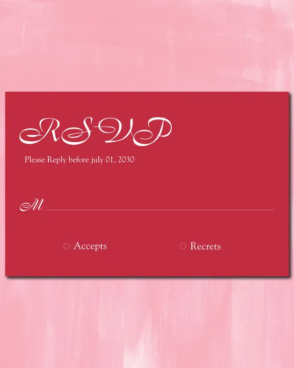 Simple Pink Simple Flat 5x7 Wedding Invitation