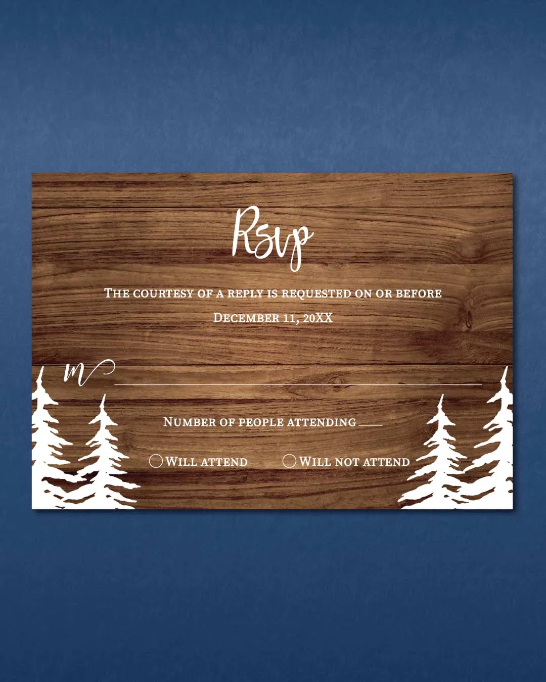 Wood White Forest Simple Flat 5x7 Wedding Invitation