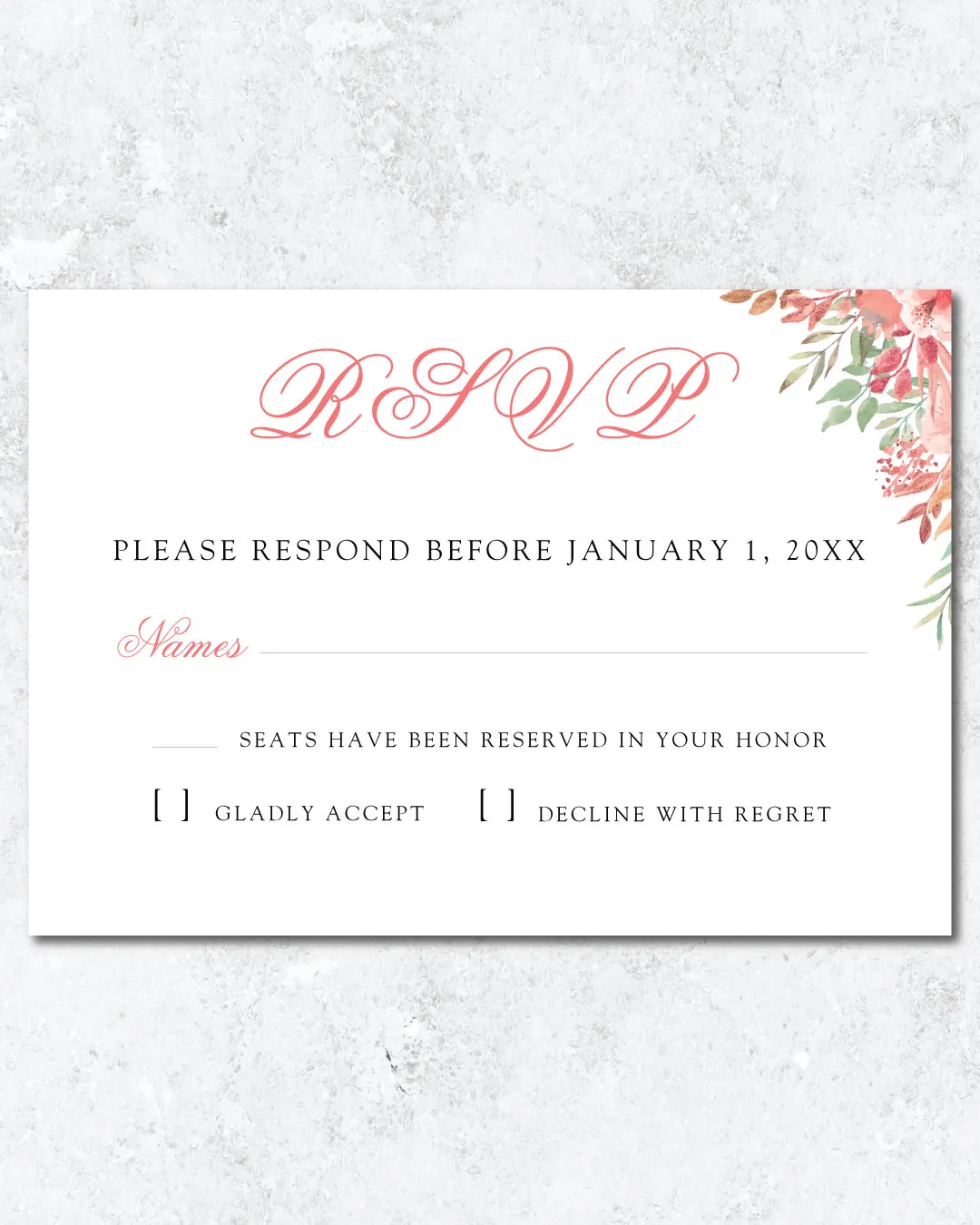 Flower Corners and Pink Acrylic Wedding Invitation