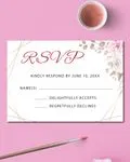 Pink Flowers In Corners Acrylic Wedding Invitation