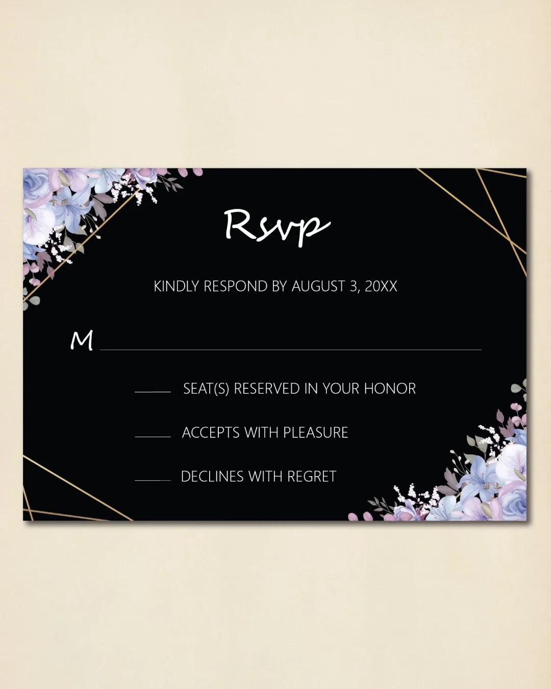 Purple Flowers Simple Flat 5x7 Wedding Invitation