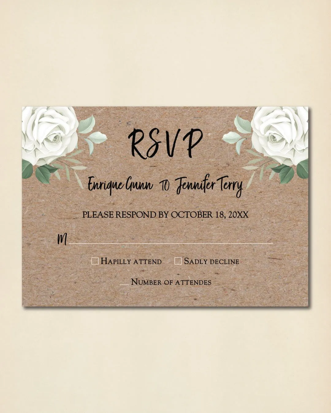 Cardboard Design Flowers Simple Flat 5x7 Wedding Invitation