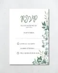 Green and Gray Leaves Simple Flat 5x7 Wedding Invitation