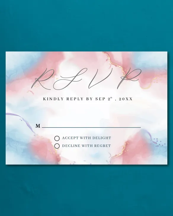 Explosive Watercolor Simple Flat 5x7 Wedding Invitation