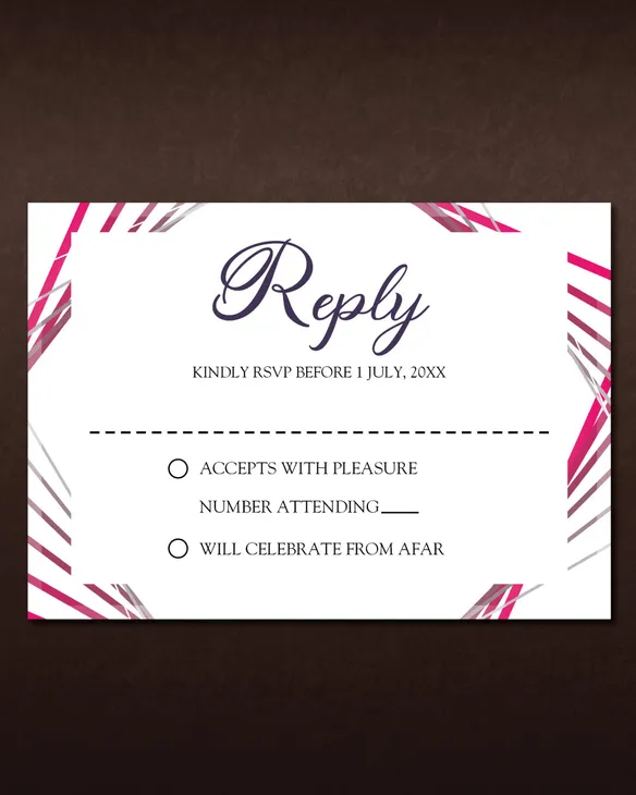 Fuchsia Lines Simple Flat 5x7 Wedding Invitation