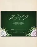 Green and Roses Simple Flat 5x7 Wedding Invitation