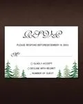 Watercolor Pines Simple Flat 5x7 Wedding Invitation