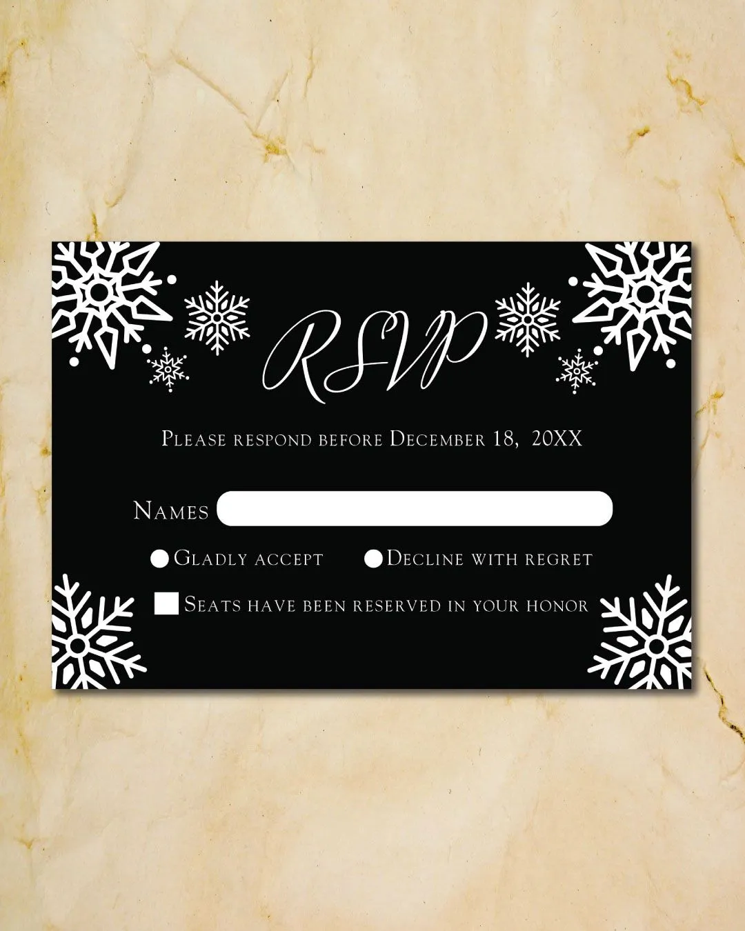 Dark Invitation Snowflakes Simple Flat 5x7 Wedding Invitation
