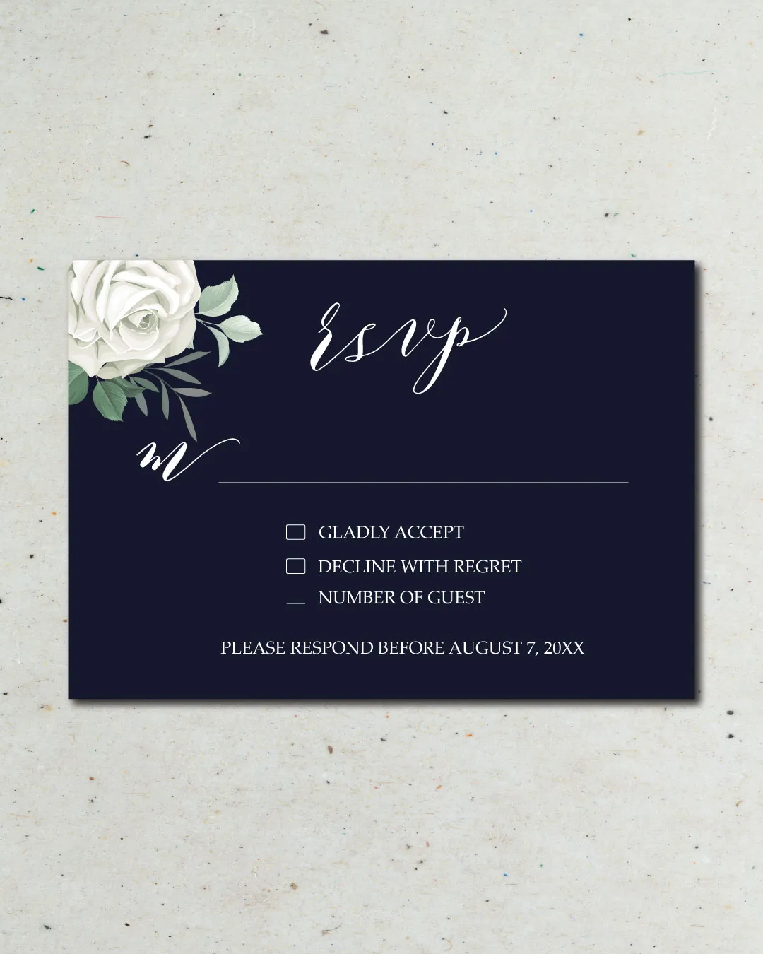 Dark Invitation Flowers Simple Flat 5x7 Wedding Invitation