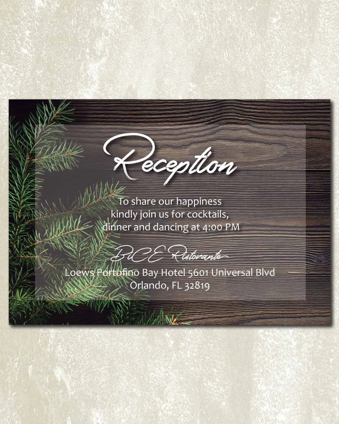 Pine and Wood Design Simple Flat 5x7 Wedding Invitation