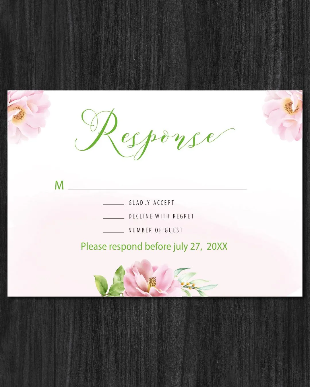 Bright Spring Floral Simple Flat 5x7 Wedding Invitation