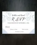 Blue Floral Silhouettes Simple Flat 5x7 Wedding Invitation