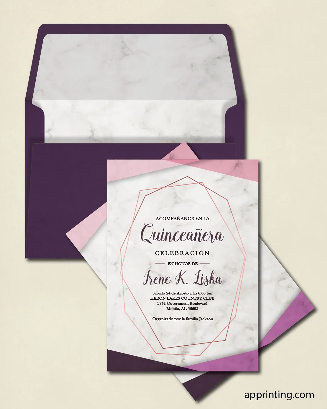 Quinceanera Marble with Geometric Pattern 3