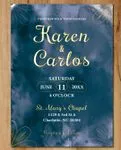 Deep Blue Watercolor Simple Flat 5x7 Wedding Invitation