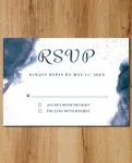 Deep Blue Watercolor Simple Flat 5x7 Wedding Invitation