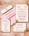 Pink Christmas Simple Flat 5x7 Wedding Invitation