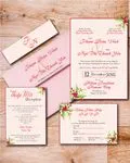 Pink Christmas Simple Flat 5x7 Wedding Invitation