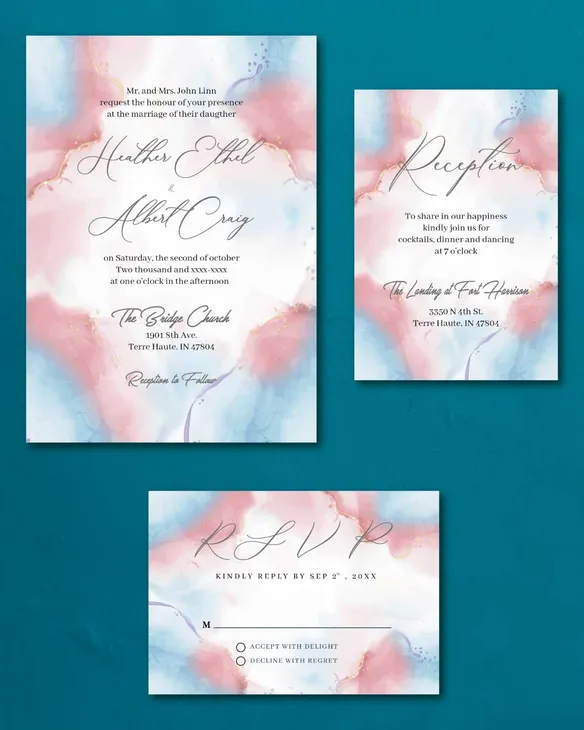 Explosive Watercolor Simple Flat 5x7 Wedding Invitation
