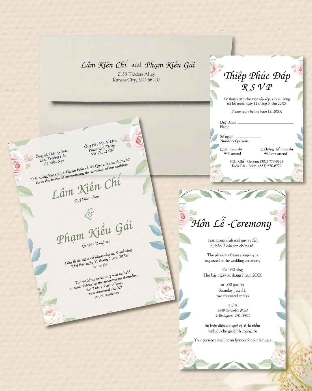 Light Pink Roses Acrylic Wedding Invitation
