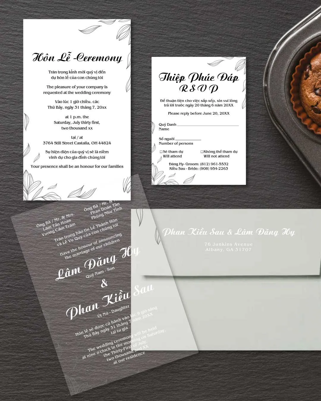 Minimalist White Lettering Acrylic Wedding Invitation