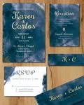 Deep Blue Watercolor Simple Flat 5x7 Wedding Invitation