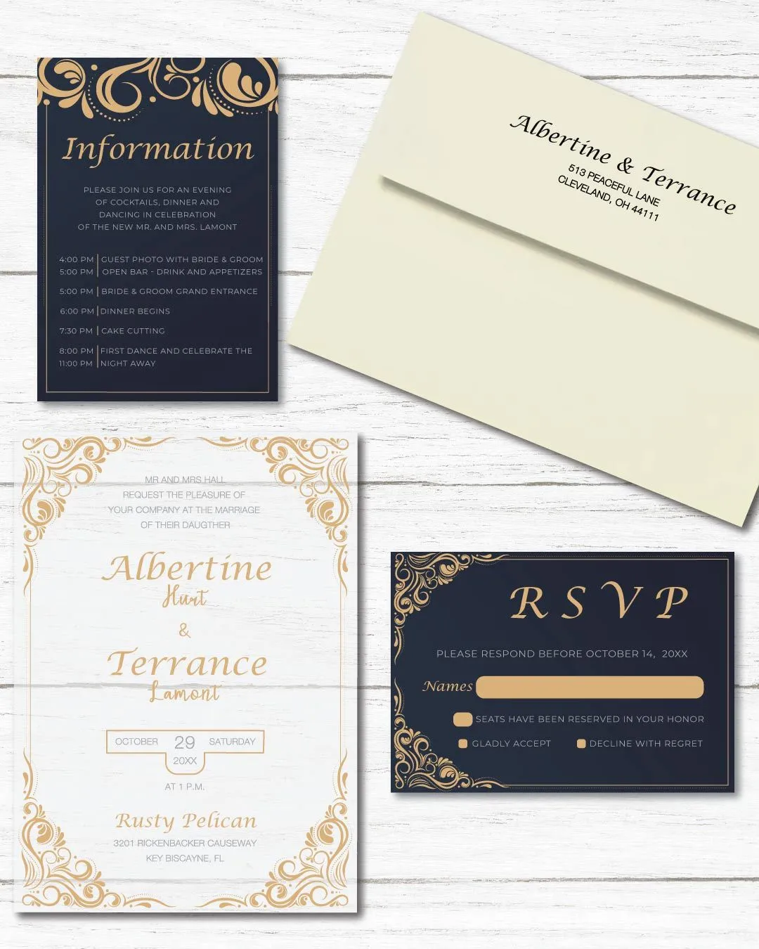 Indian Frame And Corners Acrylic Wedding Invitation