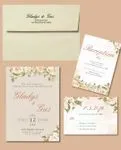 Pastel Beige Leaves Acrylic Wedding Invitation
