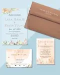Leaves In Peach Tones Acrylic Wedding Invitation