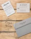 Gray Flower Silhouette Acrylic Wedding Invitation
