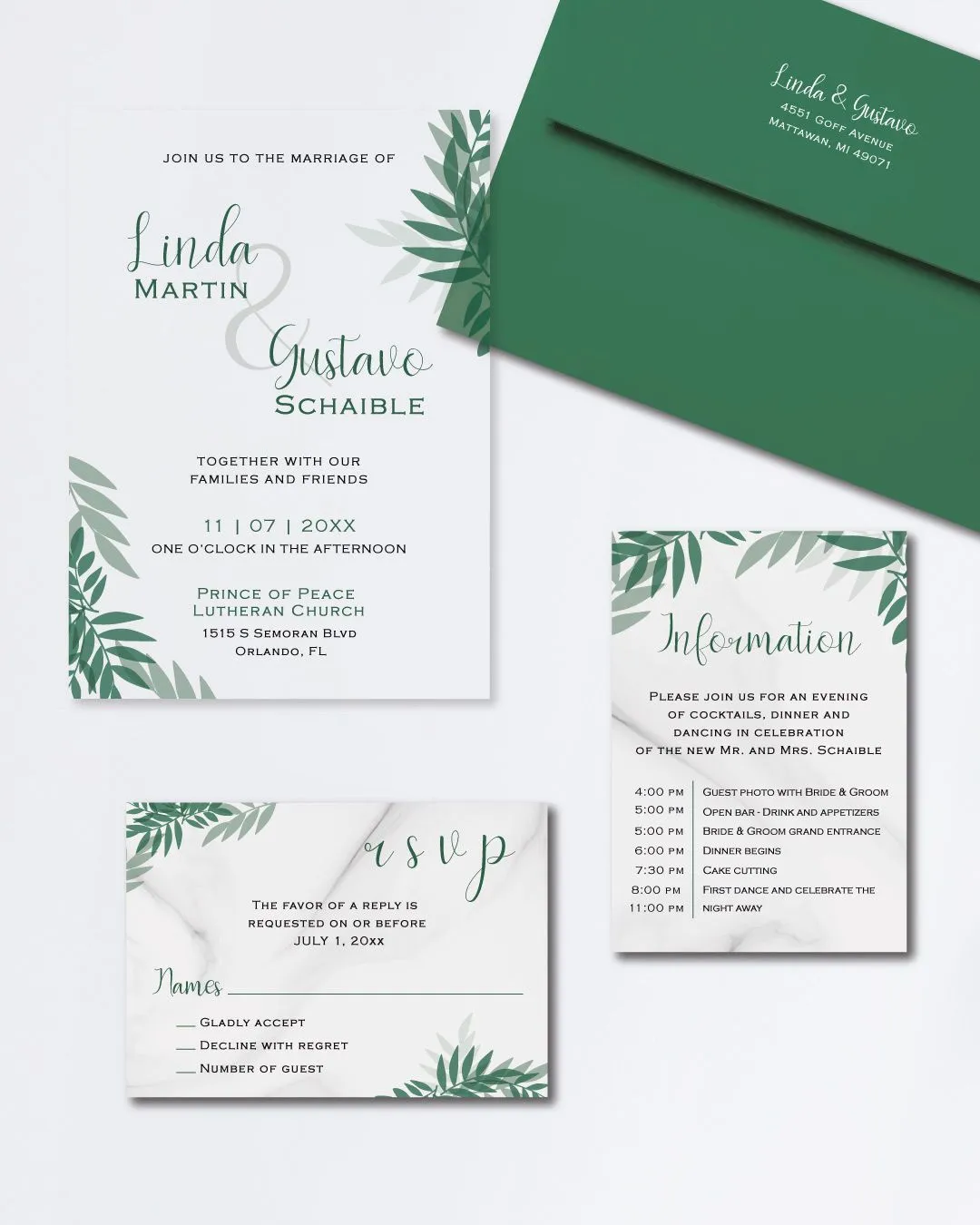Leaves Shade Effect Acrylic Wedding Invitation