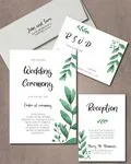 Minimalist Winter Leaves Simple Flat 5x7 Wedding Invitation