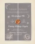 Vintage Celestial Sky Vellum Wrapped Vietnamese & English Wedding Invitation