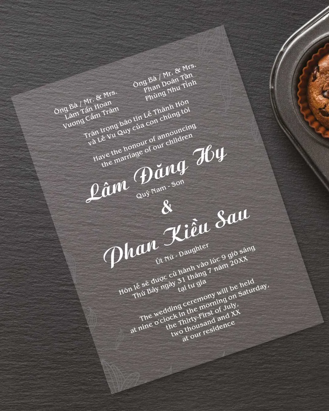 Minimalist White Lettering Acrylic Wedding Invitation