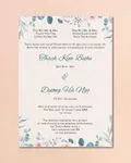 Borders Blue Leaves Acrylic Wedding Invitation