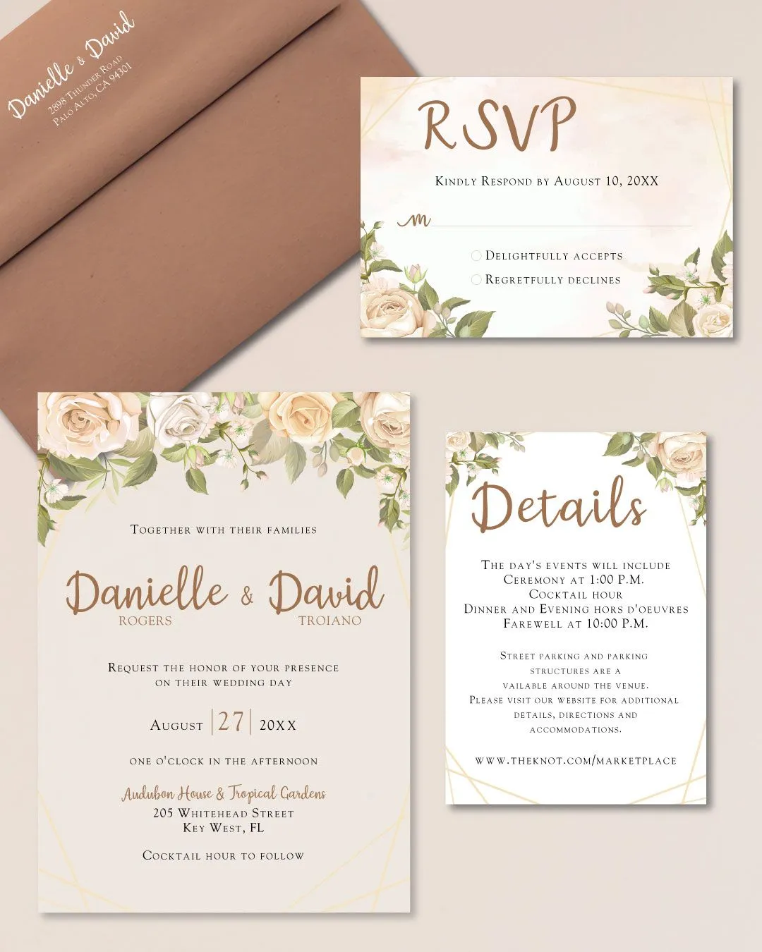 Earth Tones And PinksAcrylic Wedding Invitation