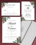 Christmas Corners Simple Flat 5x7 Wedding Invitation