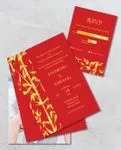 Shiny Golden Bamboo Foil Wedding Invitation